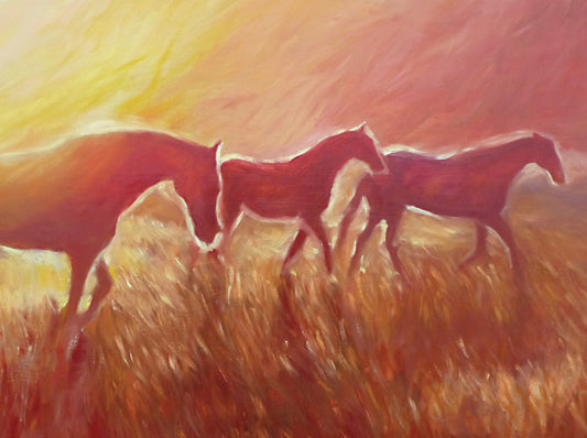 Wild Horses Speak, Contemporary Oil Painting-  Giclee Print on Archival Paper