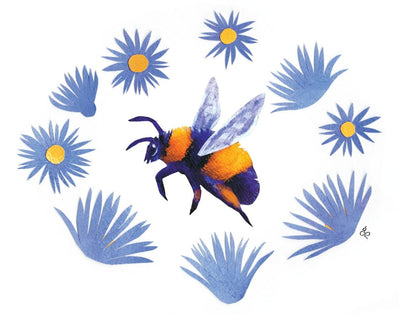 Bumblebee and Aster Ring: Museum Quality Giclee Print with Framing Options - Bard Owl Arts