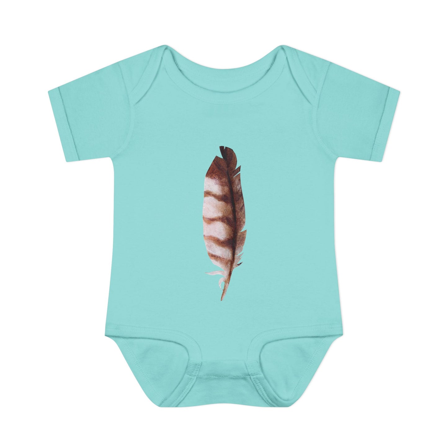 Owl Feather Infant Bodysuit — Cotton Onesie in Summer Colors