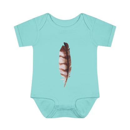 Owl Feather Infant Bodysuit — Cotton Onesie in Summer Colors