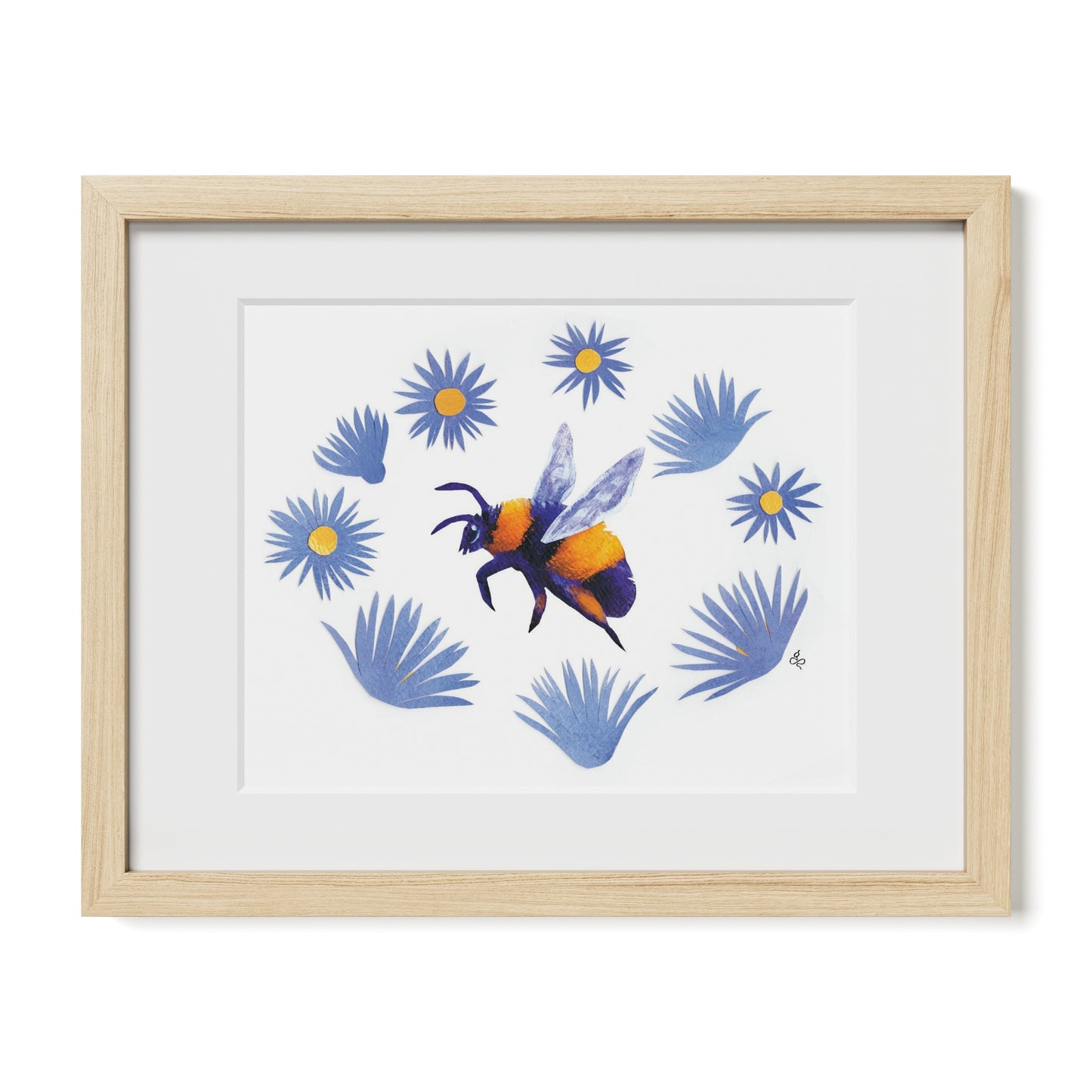 Bumblebee and Aster Ring: Museum Quality Giclee Print with Framing Options - Bard Owl Arts