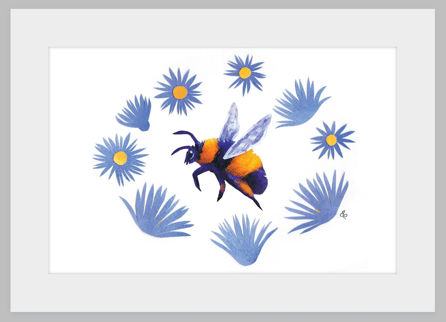 Bumblebee and Aster Ring: Museum Quality Giclee Print with Framing Options - Bard Owl Arts