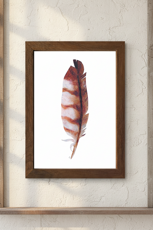 Barred Owl Feather Giclee Art Print/ Framed or Unframed in 3 Sizes