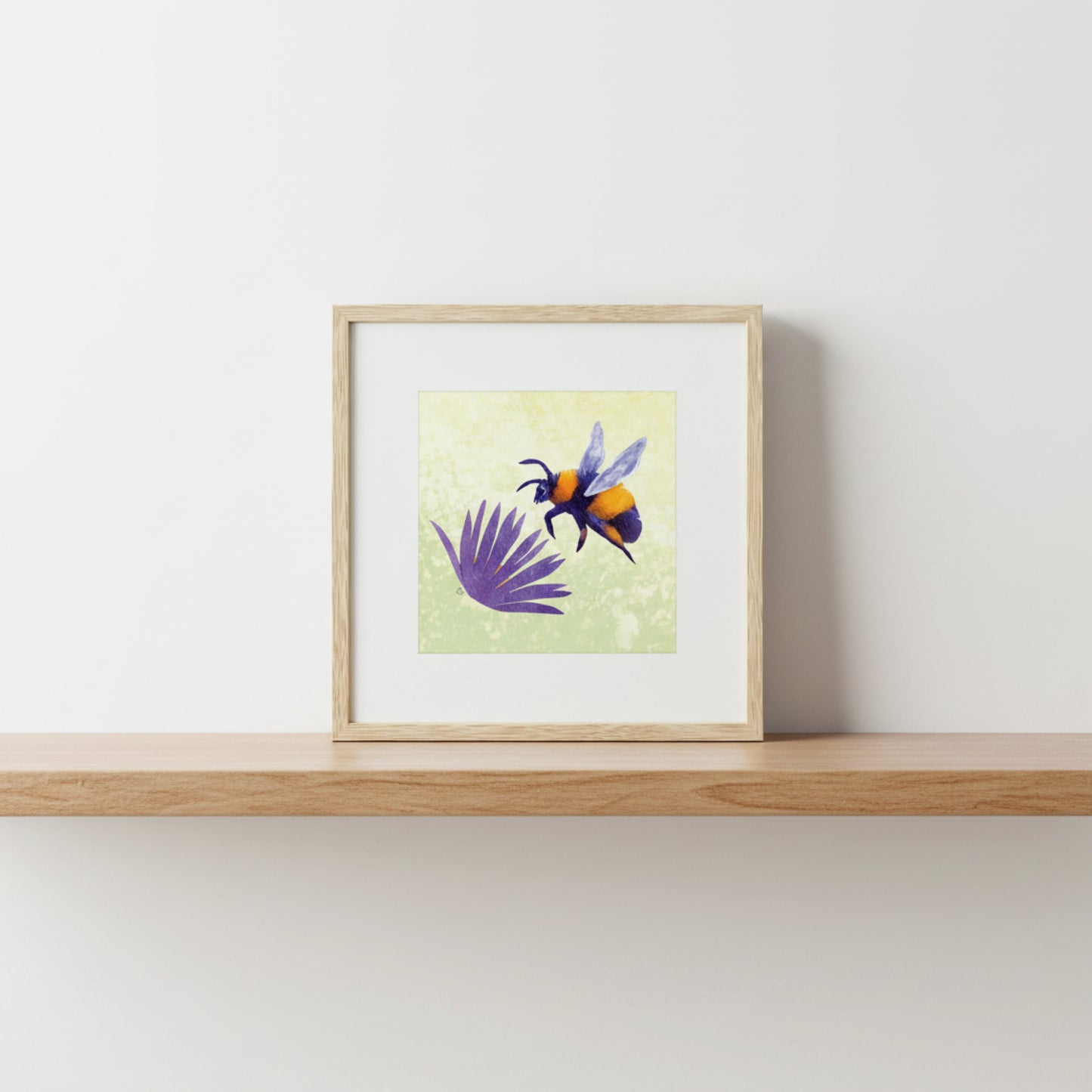 Bumblebee and New England Aster: 8x8 or 12x12 Museum Quality Giclee Print on Thick Archival Paper - Bard Owl Arts
