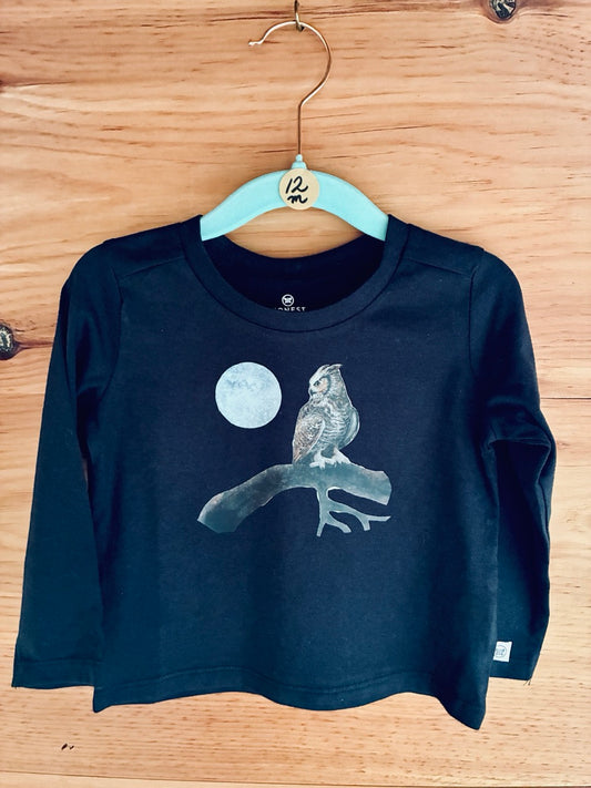 Glow-in-the-Dark Great Horned Owl Long Sleeve Cotton T-Shirt - 18months