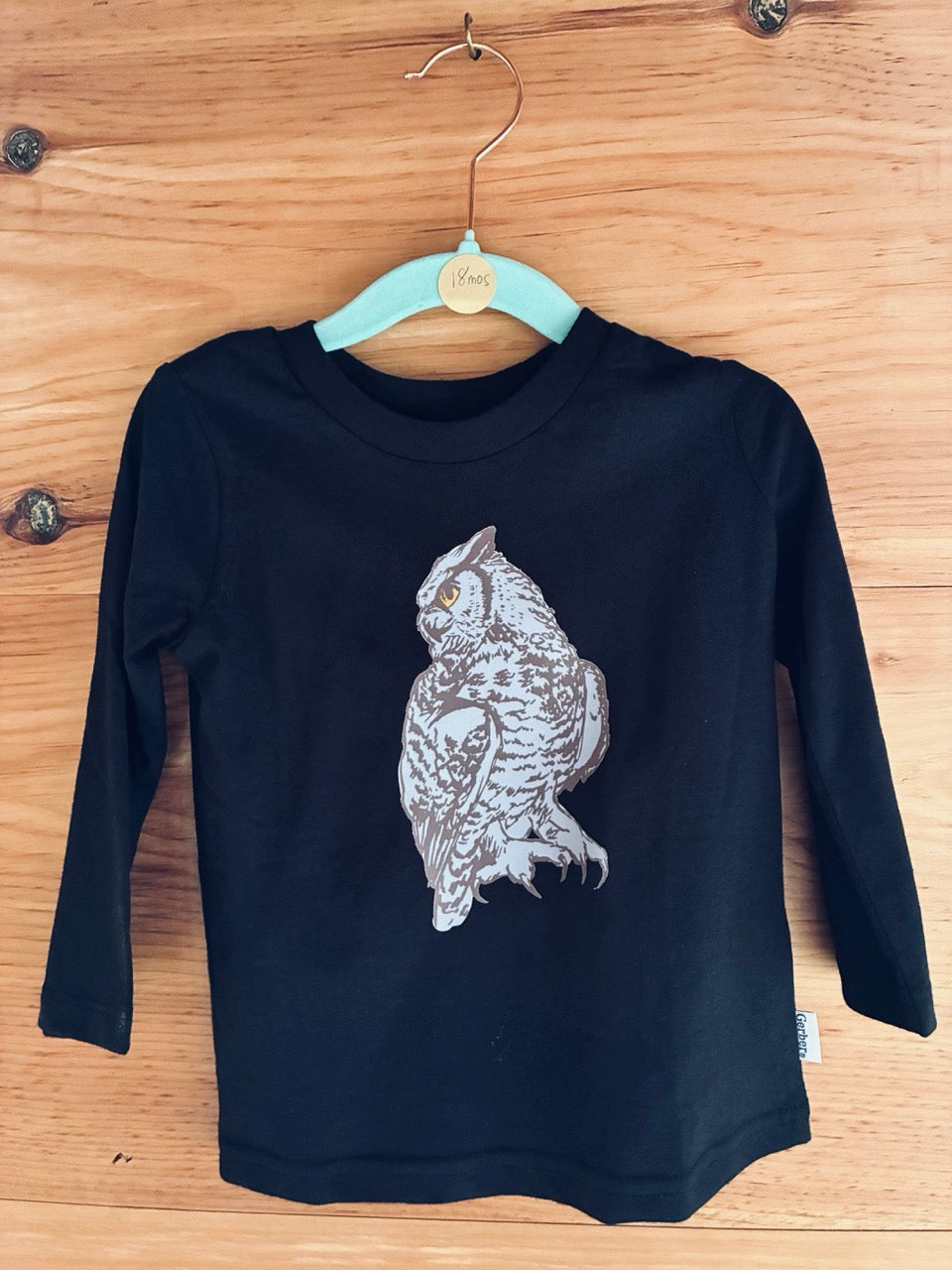 Glow-in-the-Dark Great Horned Owl Long Sleeve Cotton T-Shirt