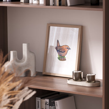 Woodland Nursery Wall Art Set of 3 | Artist Made Wren, Owl Feather, and Mushrooms-- Unframed Giclee Prints  5x7 or 8x10