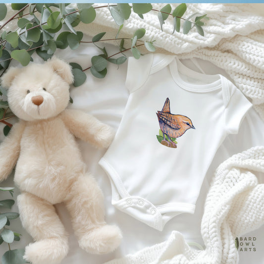 Baby Birder Bodysuit | Wren Illustration, Birdwatching Infant Bodysuit